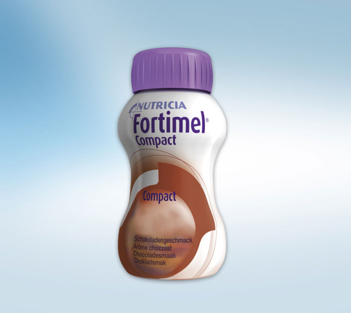 Fortimel Compact Schokoladengeschmack 125ml in weißer Trinkflasche