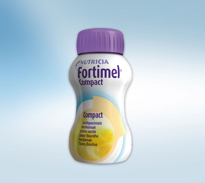 Fortimel Compact Vanillegeschmack 125ml in weißer Trinkflasche