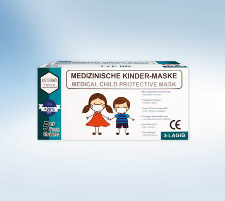 MEDIZINISCHE KINDERMASKE ++ HELLBLAU ++ 50 Stück ++ HYPOALLERGEN ++ 3-LAGIG – Bild 2