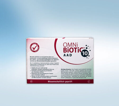 Omni-Biotic 10 AAD 20 Sachets Rückseite der Verpackung