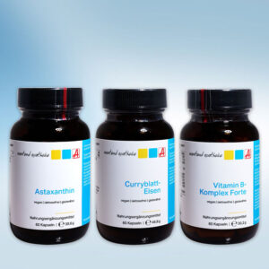 Westend Paket "Frauenkraft" bestehend aus 3 Mikronährstoffen der Eigenmarke: Vitamin B-Komplex Forte, Curryblatt-Eisen und Astaxanthin