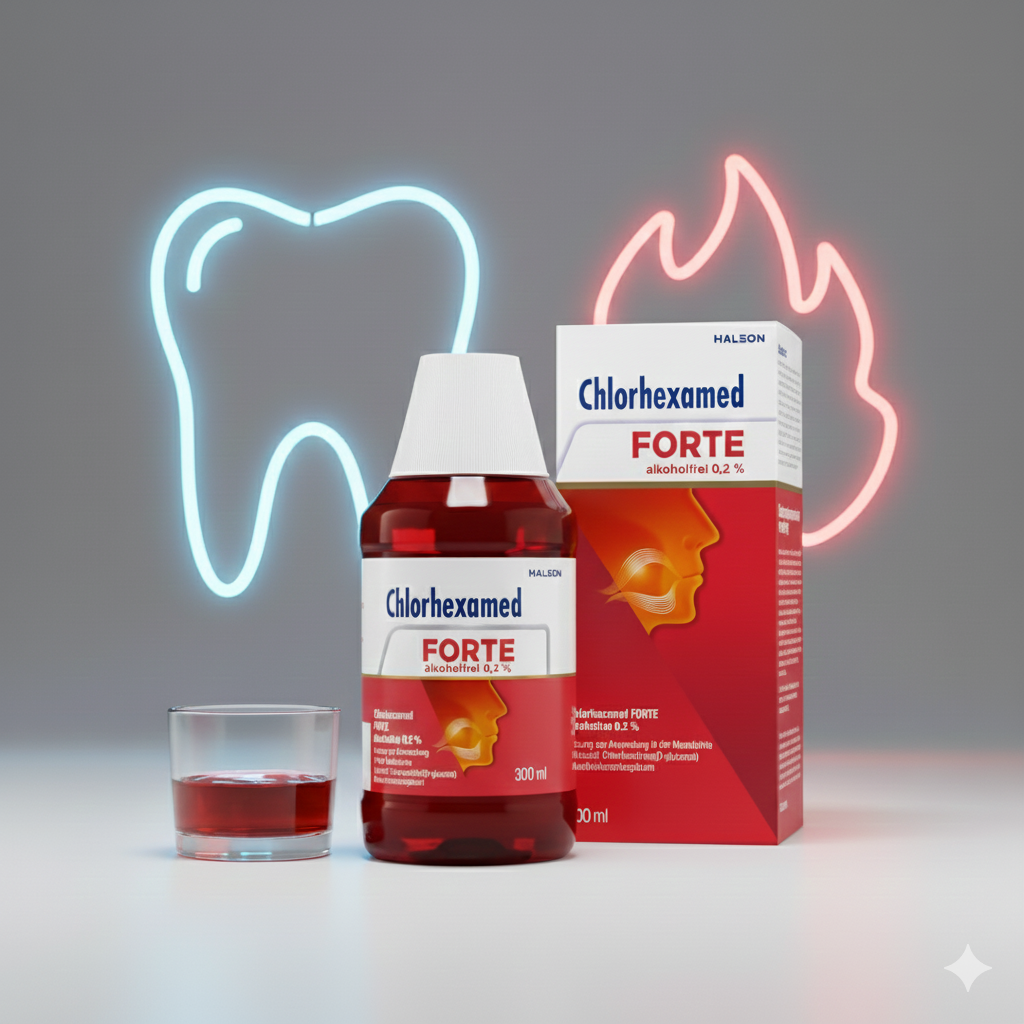 Chlorhexamed forte Lösung mit Glas